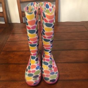 Rainbow Polka Dot Rain Boots